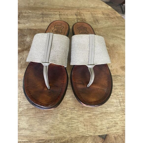 Callisto Of California Tan Canvas Leather Insole Sandals Women Size 8 Slip On - Picture 2 of 6